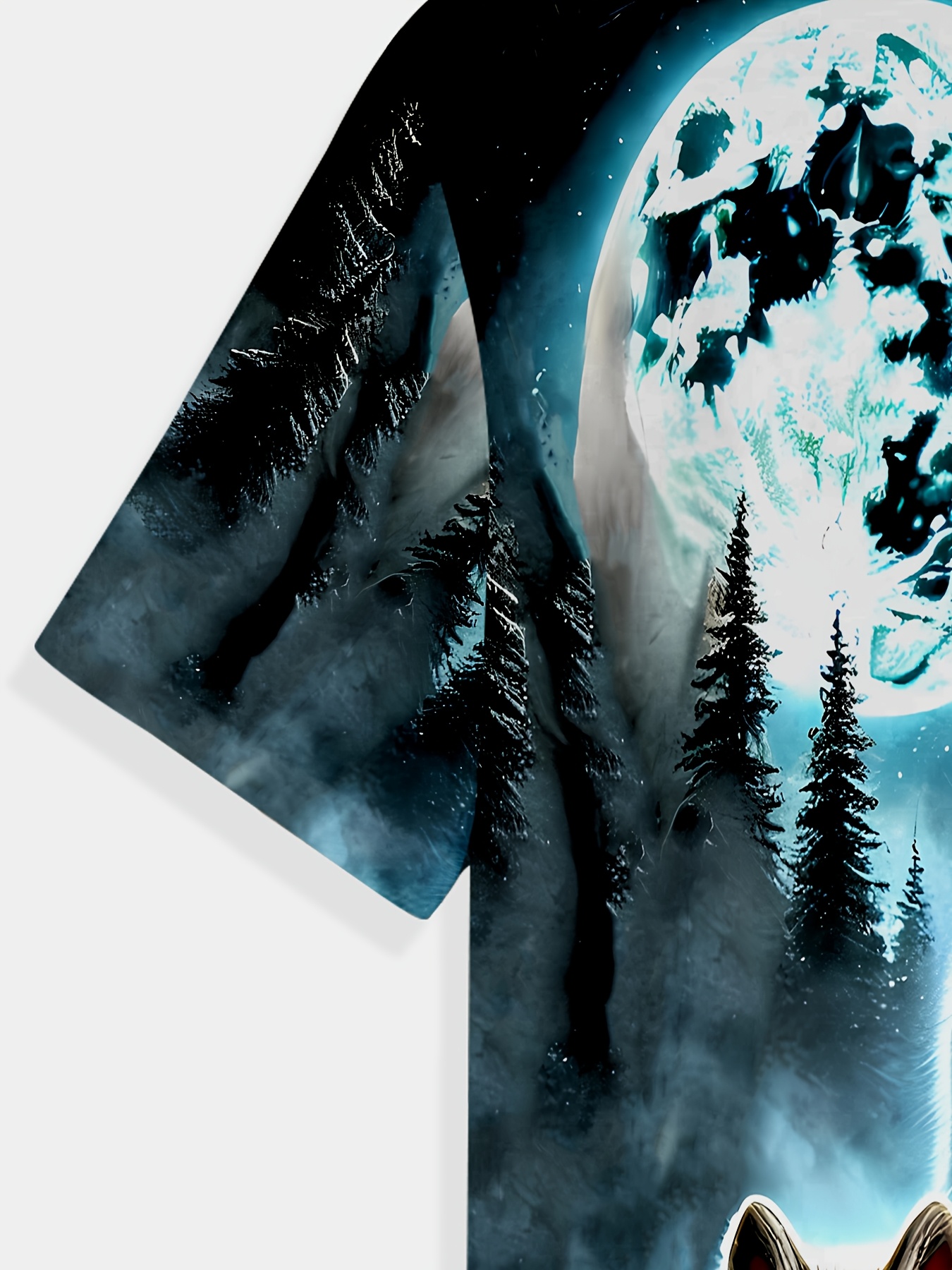 fashionable mens 3d printed t shirt wolf pattern moon first - Temu