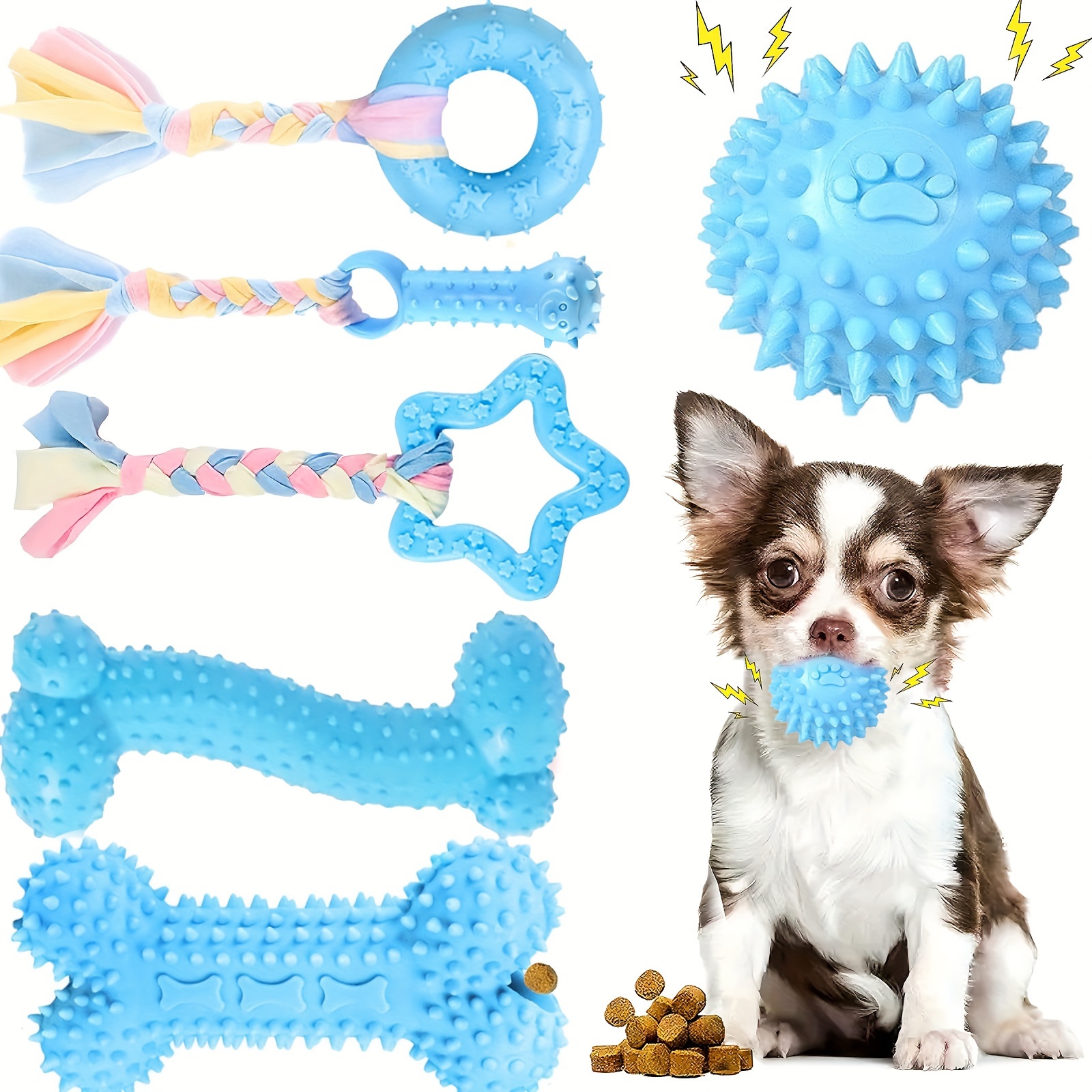 

6 Pack Dog Chew Toys Puppy Toys, Blue Small Dog Teething Toys, Soft Interactive Toys For Puppies