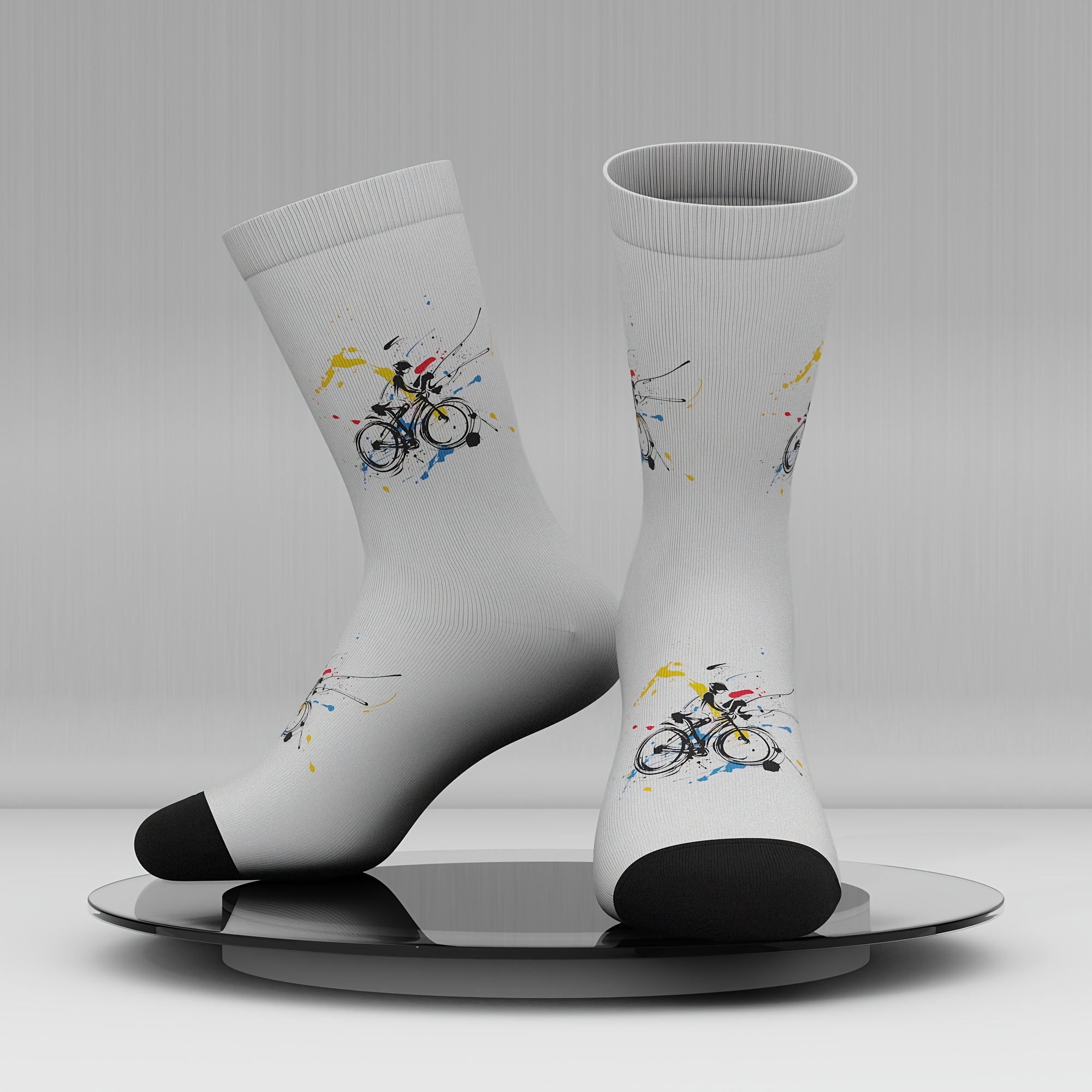 

Bamboo Fiber Cycling Socks: Creative 3d Printed Design, Hand Wash Or , Men's Socks