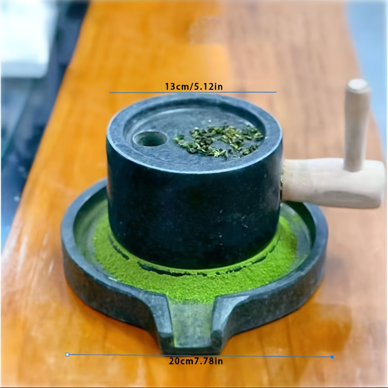 natural   tea grinder coffee grinder pepper grinder handmade tea set matcha stone grinder household grinding tea utensils graphite ornaments details 0