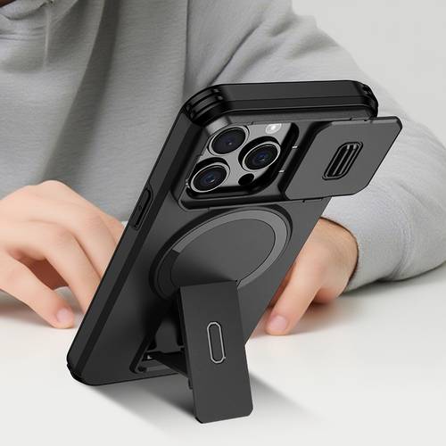 phone case suitable for iphone 17 16 15 14 13 12 11 series phone case with sliding camera cover full camera protection bracket and magnetic car bracket support wireless charging anti drop mobile phone cover
