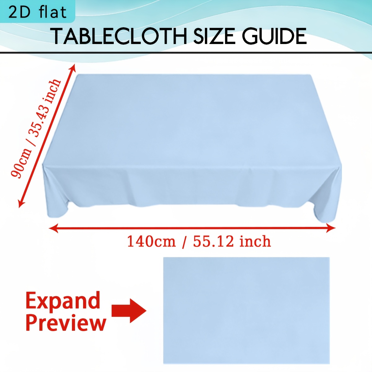 TEMU 1 nappe bleu nuage doux, décoration de table rectangulaire plate 2D pour cuisine et salle à manger, couvre-tables de fête, décoration intérieure