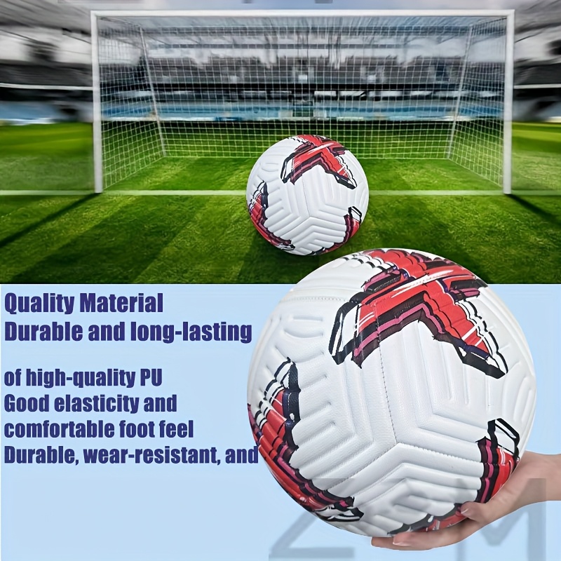 red high quality wear resistant thickened pu soccer ball for adults youth training machine seamless construction competition ready with free needle net bag details 2