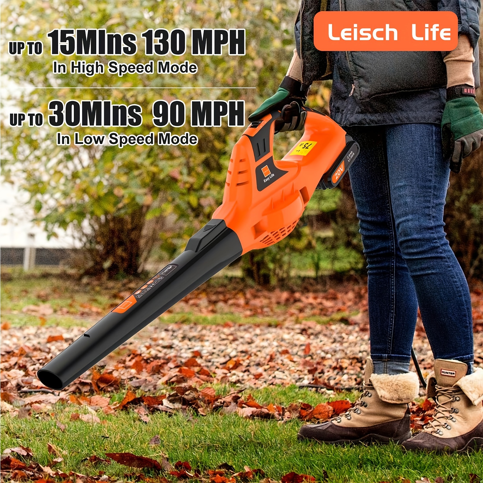 

Electric Handheld Cordless Leaf Blower With Battery- 2 Speed Mode, Lightweight Leaf Blower For Lawn Care, Patio, Yard, Sidewalk Clearing Patio Driveway