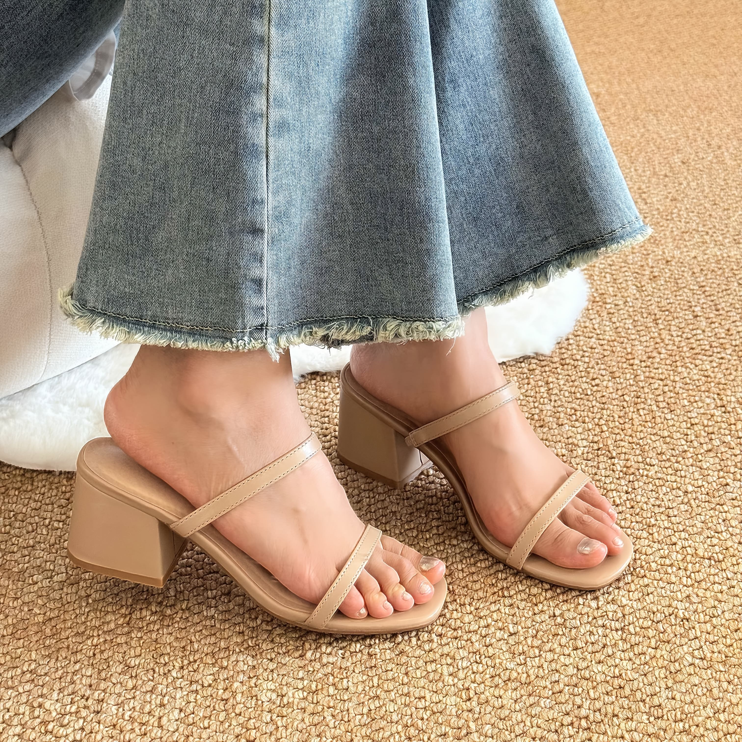 elegant women s summer sandals chunky heel square toe thin Temu