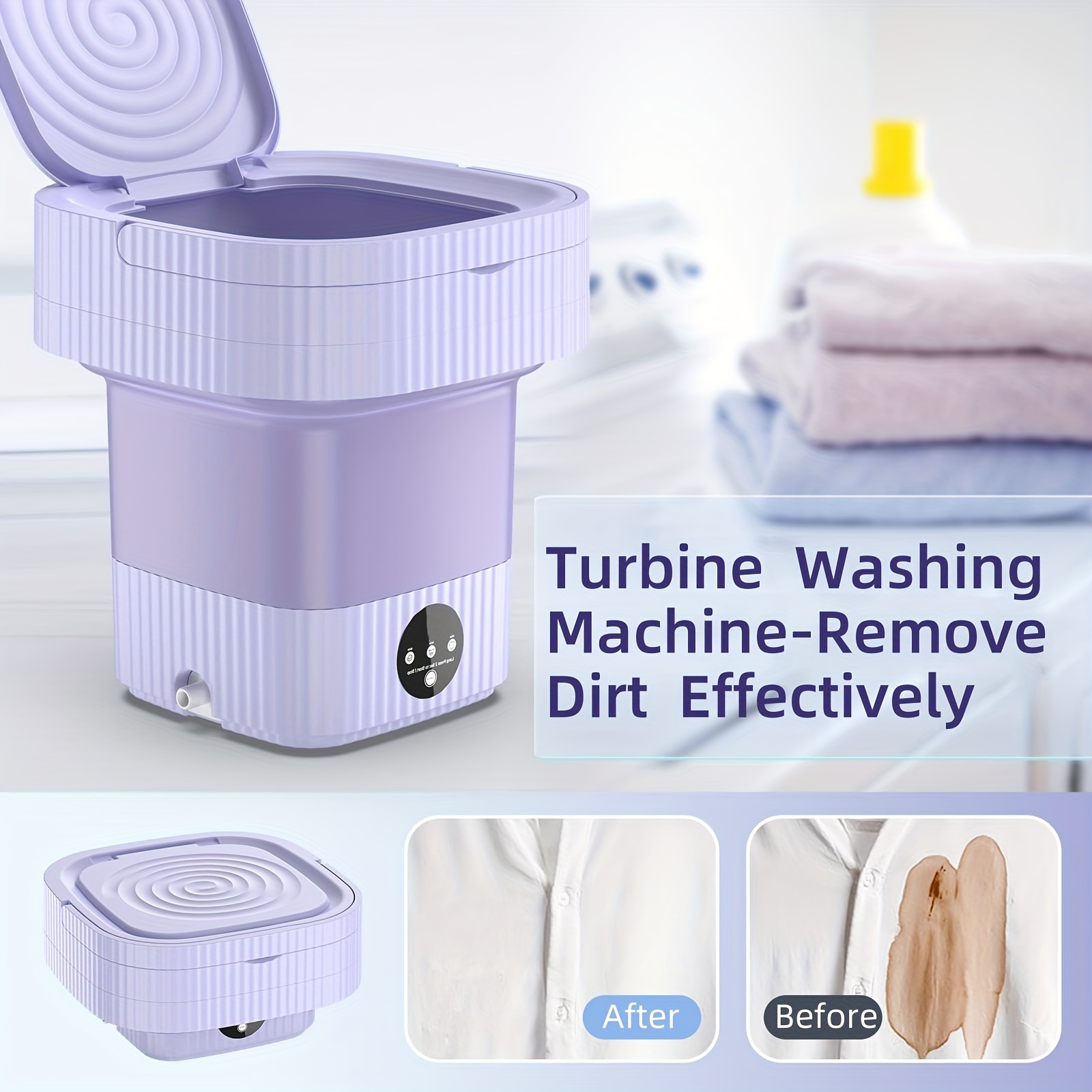 TEMU 13l Portable , 13l Folding Washer 3 Cleaning Of Underwear, Clothes, For Apartments, Dorm, Camping, Rv,