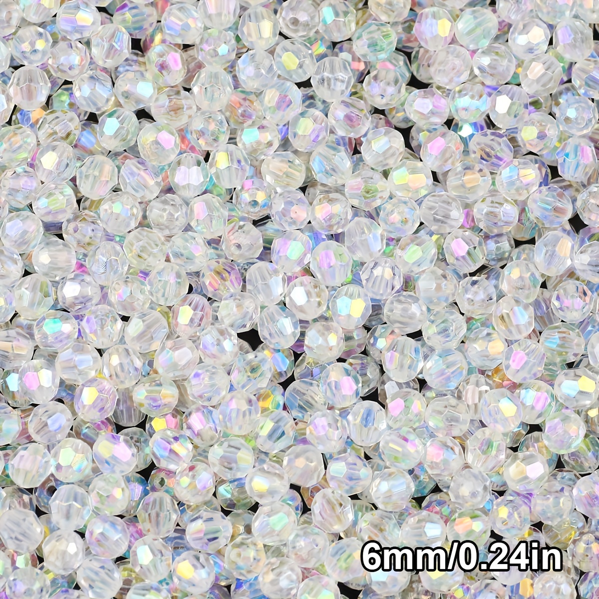 TEMU 6/8/10mm 200/400/800pcs White Transparent Oval Acrylic Ab Color Loose Beads, Suitable For Handmade Diy Weaving Bracelets, Necklaces, Earrings,