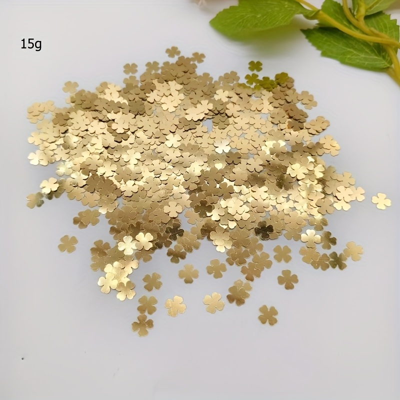 Image of 15g Of -leaf Clover Sequins For Party Decoration, Colorful Confetti For Home Dining Tables, For Christmas, Halloween