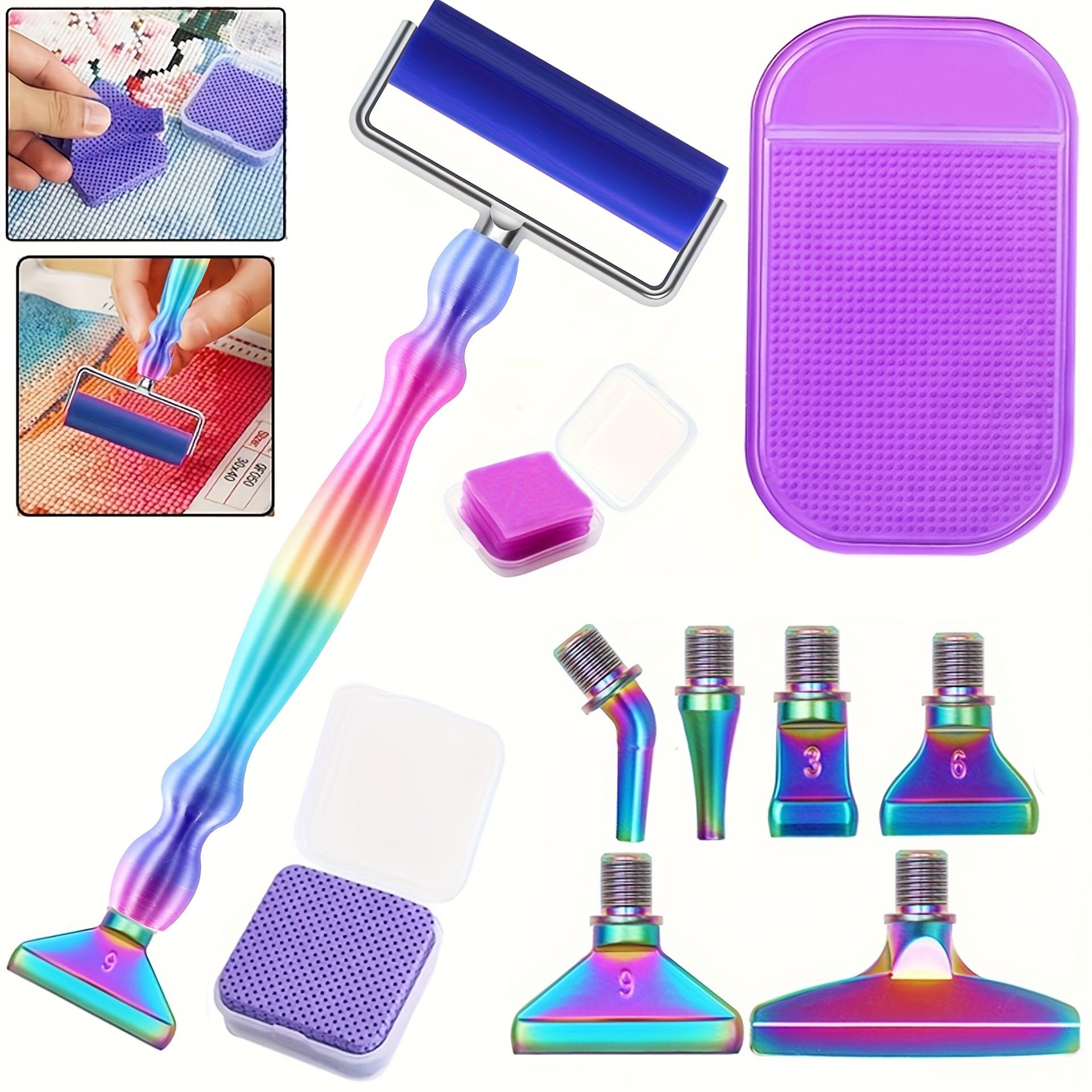 E-shop 18-teiliges Diamant Malstift Set mit Gewinde, Diamant Malerei Kunst Bohrer Set, mit Schraubstift Stahl Metall Spitzen Platzierungs Roller