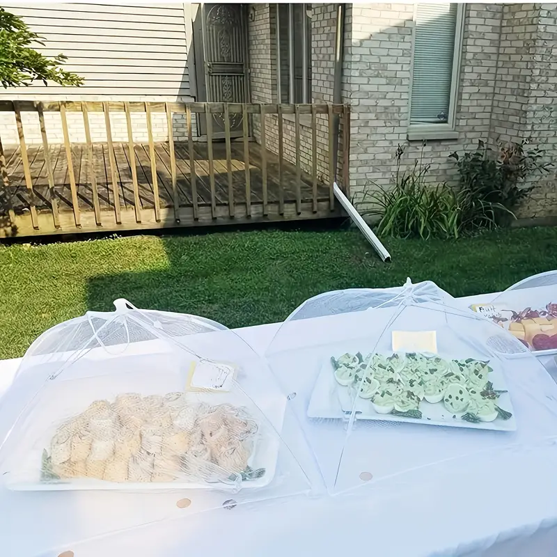 large up white mesh food cover tent harassment this meal cover you and folded for and washing protecting your meals suitable for picnics barbecues and parties details 0