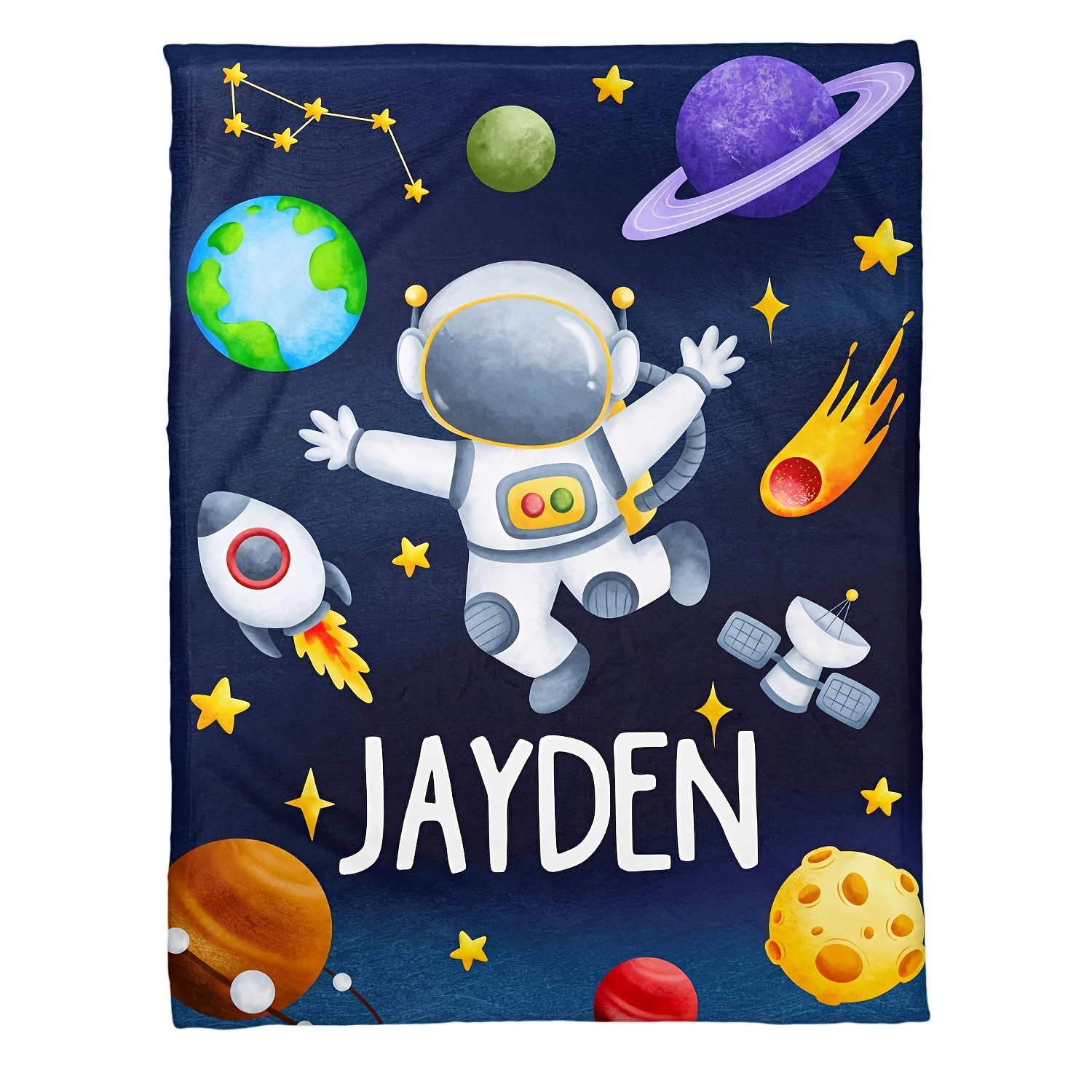 

Personalized Space-themed Blanket - Perfect For Teens And Adults - Durable, Machine Washable, And Suitable For All Seasons