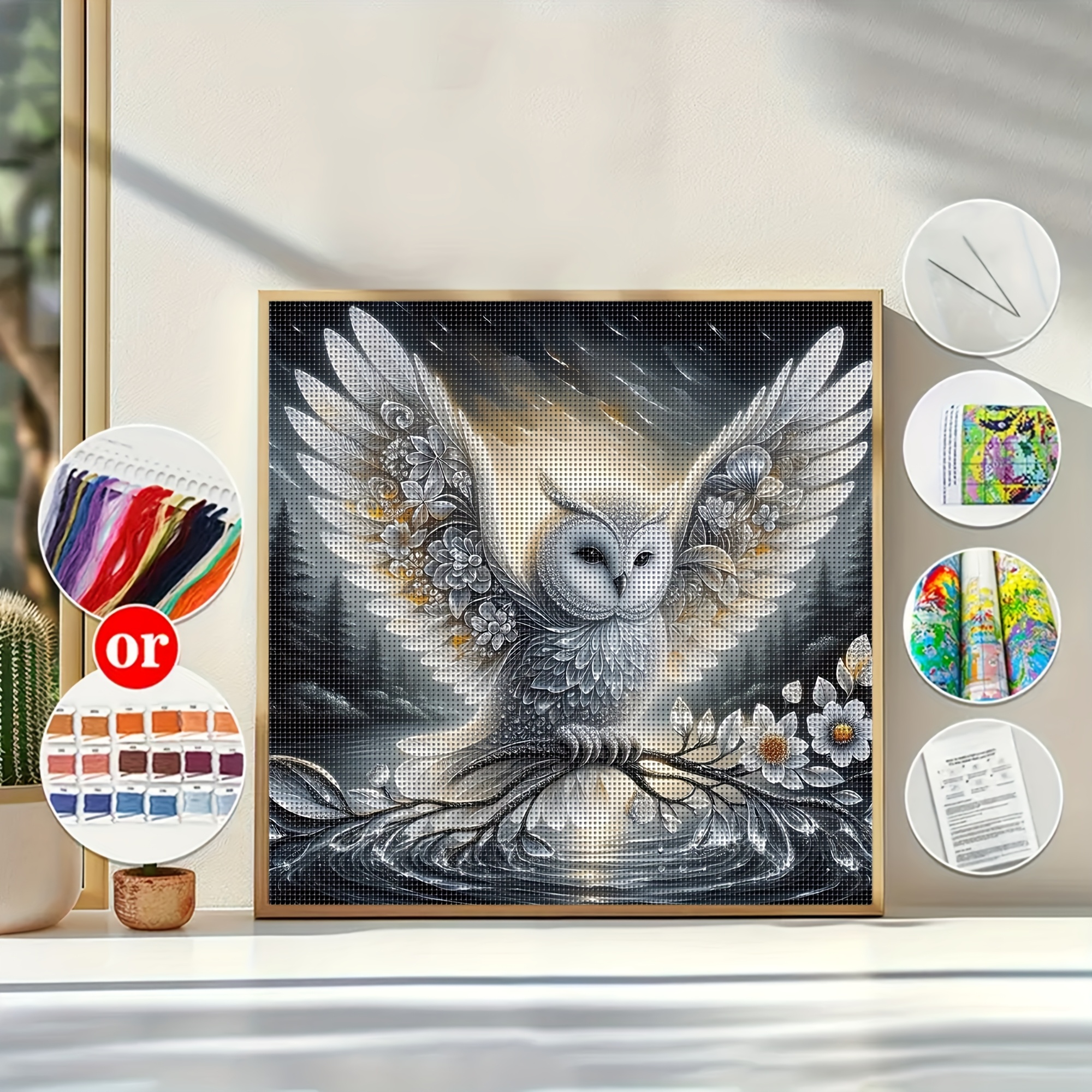 Owl Theme Cross Stitch Painting Kit, DIY High-Quality Needlework Embroidery