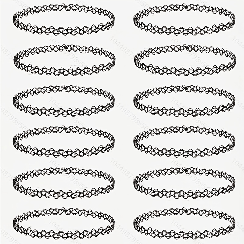 12pcs Gothic Vintage Elastic Hollow Necklace