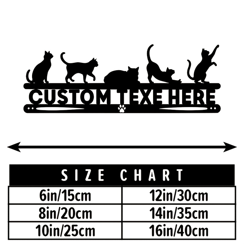 TEMU Customizable "cat " Metal Nameplate, Multi-style Cat Silhouette Metal Decor, Housewarming Gift For Cat Owners, Indoor/outdoor Universal Wall