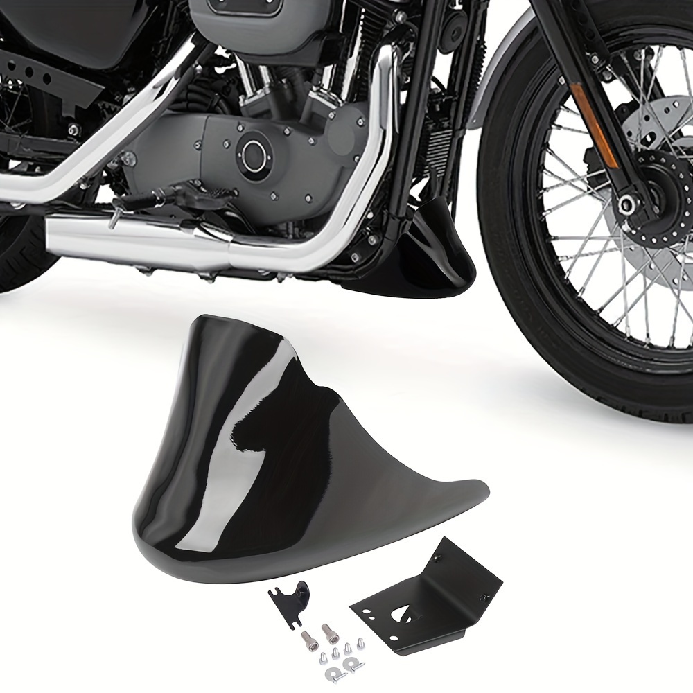 Matte Black Front Chin Spoiler Fairing For Harley Sportster XL 883 1200 (2004-2020) – 3-Piece ABS Plastic & Metal, With Screws, Pre-Drilled