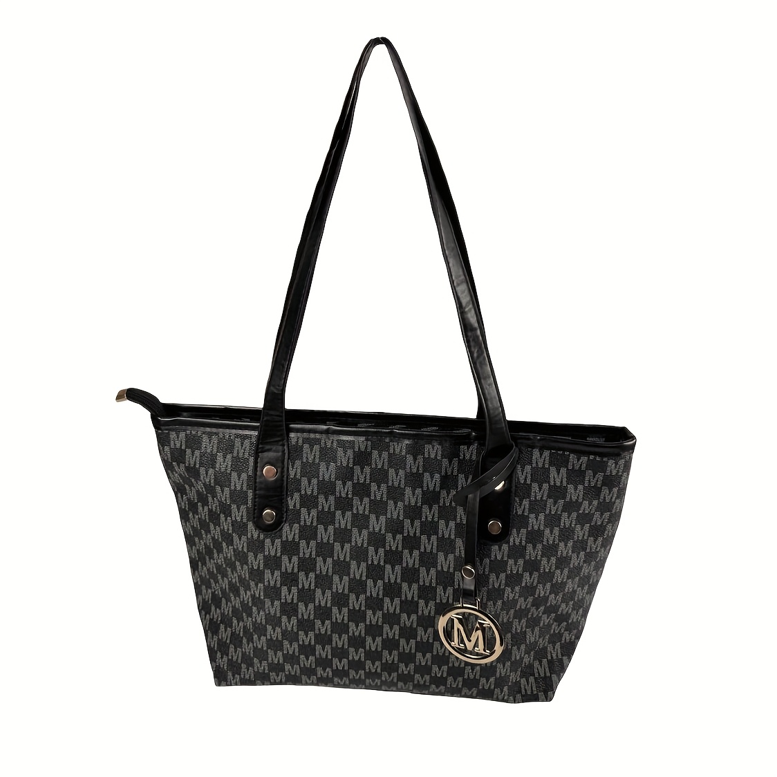 Image of 1pc Women's Large Capacity Tote And Body Bag - Women's Large Handbag, Oversized Shoulder Bag, Elegant , Zipper Closure, Lining, , Comfortable Shoulder Strap Women's Geometric Pattern Tote Bag