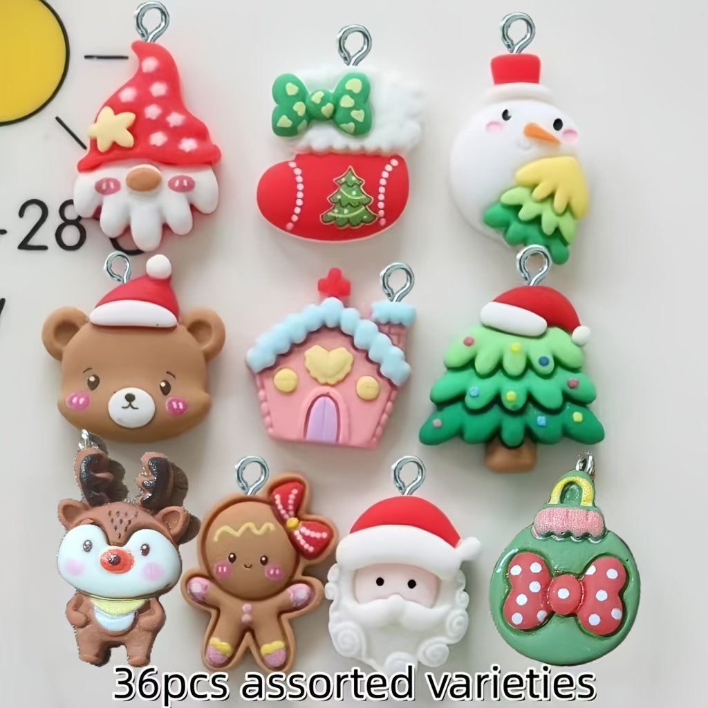 TEMU 36 piezas aleatorias de colgantes de la serie Navidad para hacer joyas, collares, aretes - Regalo a para principiantes y - Adornos de joyería
