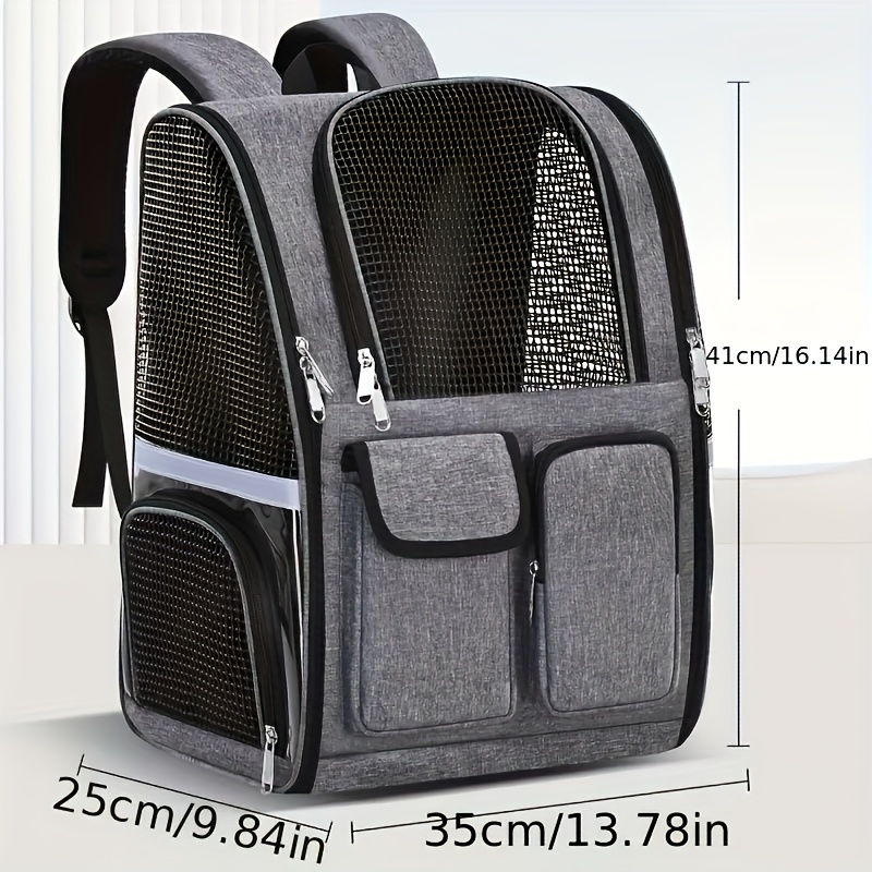 TEMU Airline Approved Ventilated Backpack Carrier For Small/large Pets - Breathable Mesh Hiking Travel Bag With Adjustable Straps, Multiple