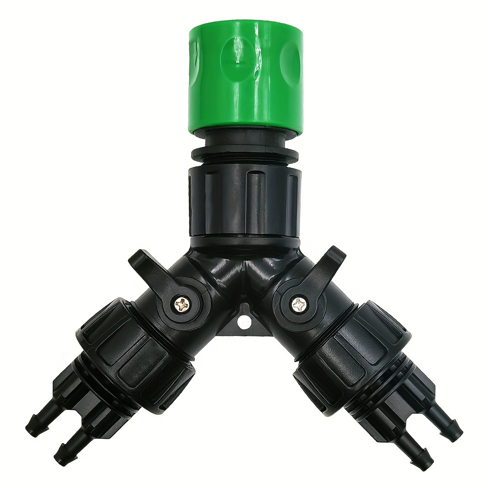 

4-way Plastic Garden Hose Splitter With 3/4" Female Thread Universal Connector And 4/7mm Barb Hose Adapters - Durable Water Pipe Divisor With Shut-off Valves For Europe And America Standards