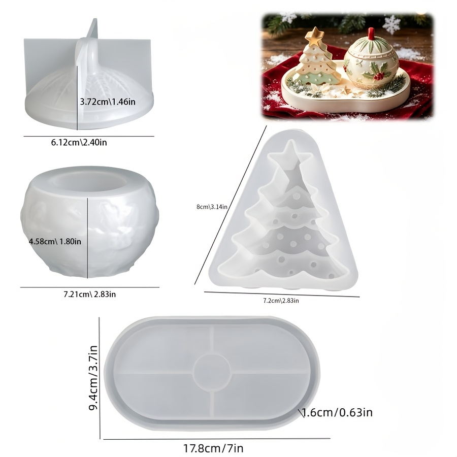 TEMU Set Stampi in Silicone Fai da Te per Argilla: in , per Barattolo, Stella, Ornamento Albero di Natale, Vassoio Ovale, Stampo in Silicone per