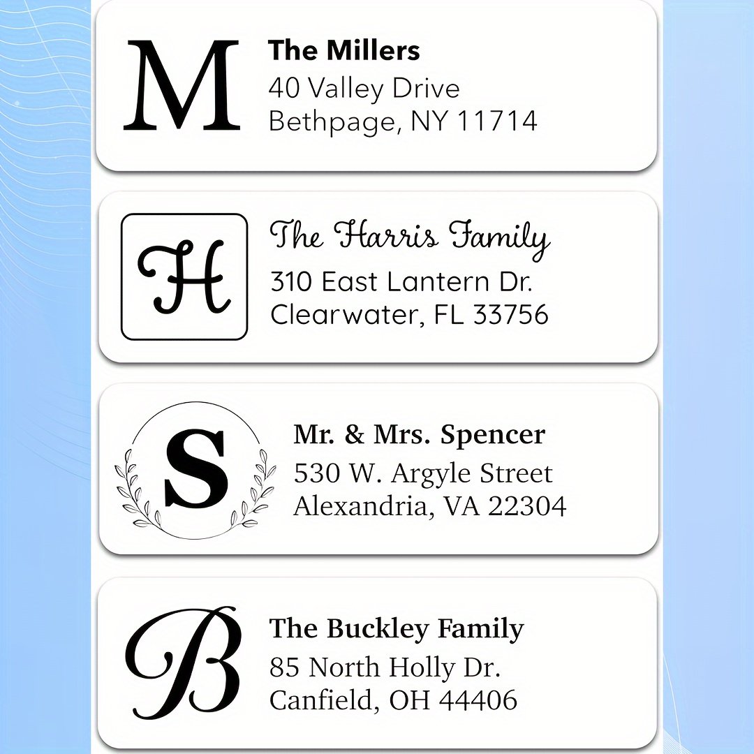 

100pcs Personalized Return Address Sticker Labels Custom Monogram Address Labels On Sheets