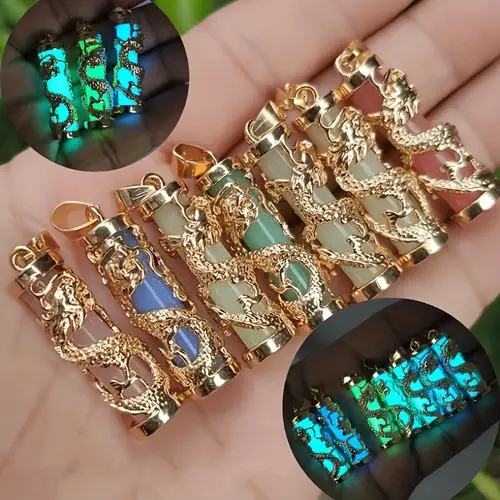 20pcs luminous dragon pillar pendants fashion glow in the dark charm plated alloy dragon design making necklace earrings handmade crafts kit gifts jewelry accessory