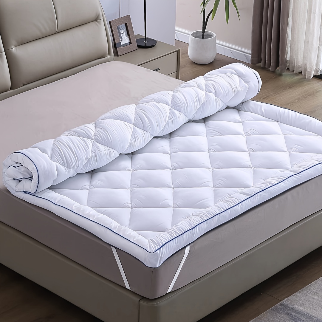 Image of Super Comfortable! 1200gsm Richly Filled Mattress Topper With Elastic Straps To Prevent Slipping, Breathable Fabric, Soft And Skin-friendly, Unique Quilted Pattern, Design, Suitable For .