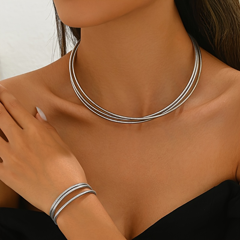 Layer Bracelet Necklace Set For Women