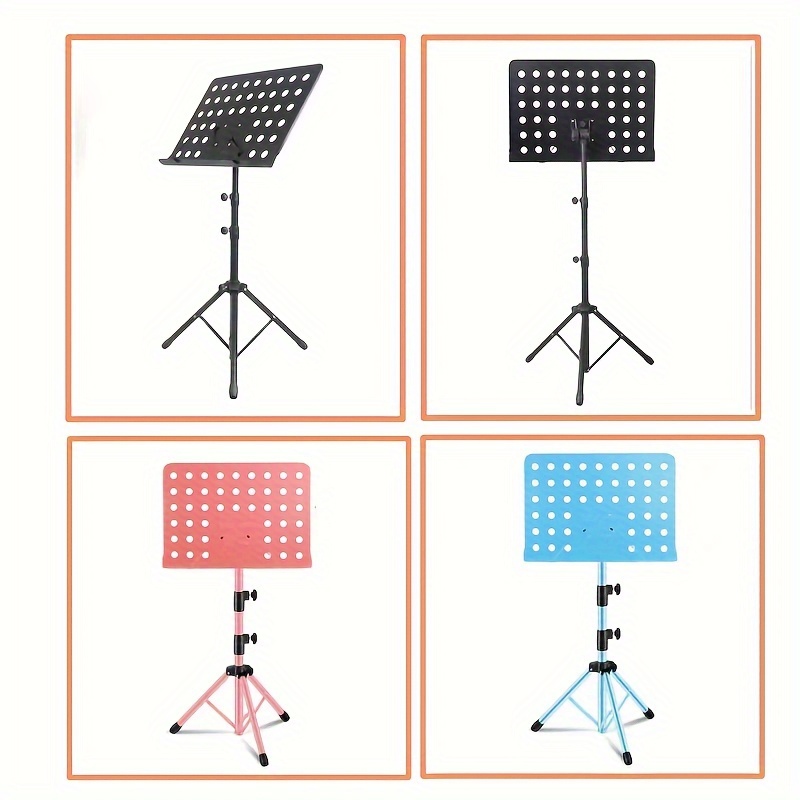 

Premium Adjustable Music Stand For Guzheng, Erhu, Guitar & Violin - Alloy In Pink/blue/black