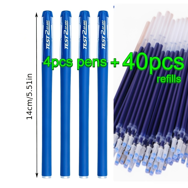 TEMU 44-teiliges Gel-Kugelschreiber-Set mit hoher Kapazität – 4 Stifte + 40 blaue Nachfüllminen, 0,5 mm blaue Tinte, bequemer Griff, gleichmäßiges