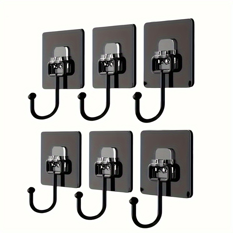 

6pcs Strong Adhesive Wall Hooks - No-drill, Traceless Installation, Ideal For Kitchen & Bathroom Organization