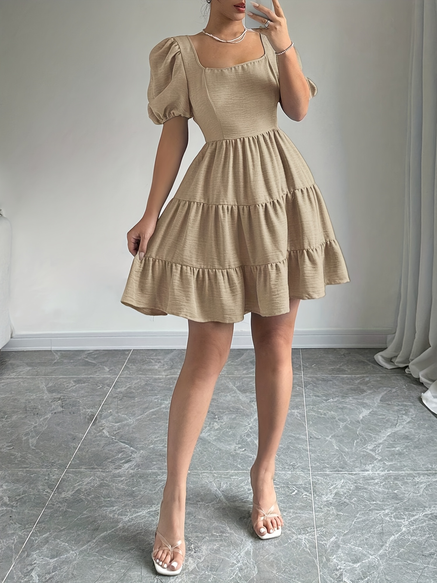slim fit dress slacks Oversize Dress Linen&Cotton in Matte Beige – Moon Mountain main image 0