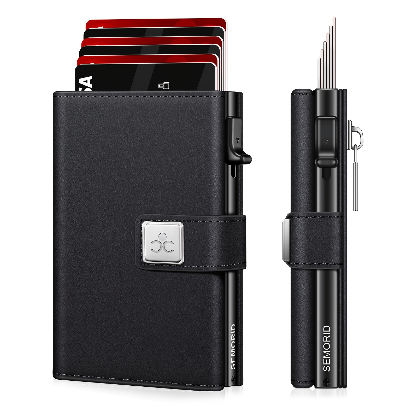 Image of Men's Business Wallet, Cash Bag And Id Window, Metal Shell -thin Pop-up Credit Card Holder, Rfid Wallet, Men's Accessory, Ideal Gift For Men