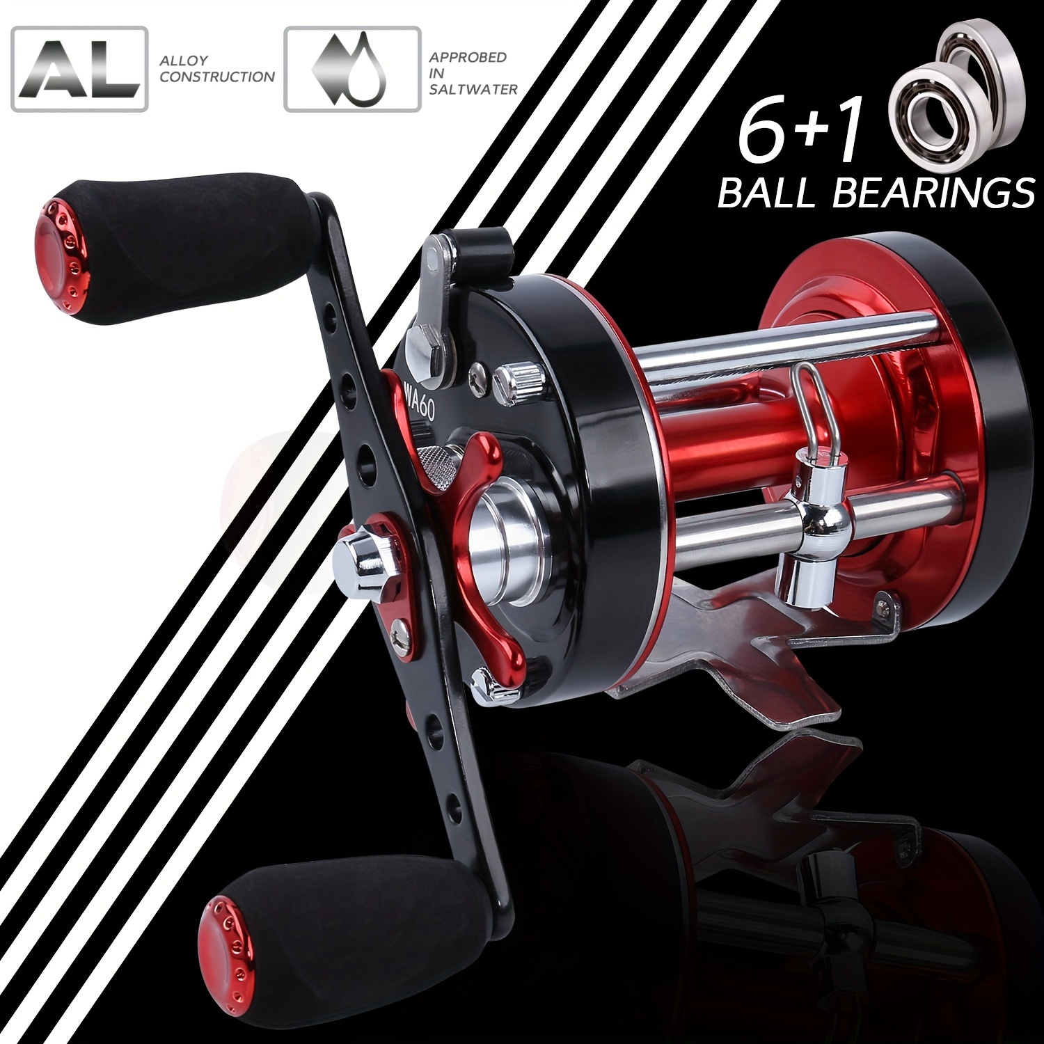 Sougayilang Strong Fishing Reels, Strong Drag Level Wind Round Baitcasting  Reel Conventional Reel, Right Hand Saltwater Sea Fishing Reel Trolling Fish