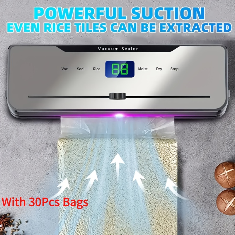 TEMU Fast And Compact Food Sealer, 6in 1 Automatic Food Preservation Sealer (vacuum/sealing/rice/ Dry/ Wet) Long-term Food Preservation, Food