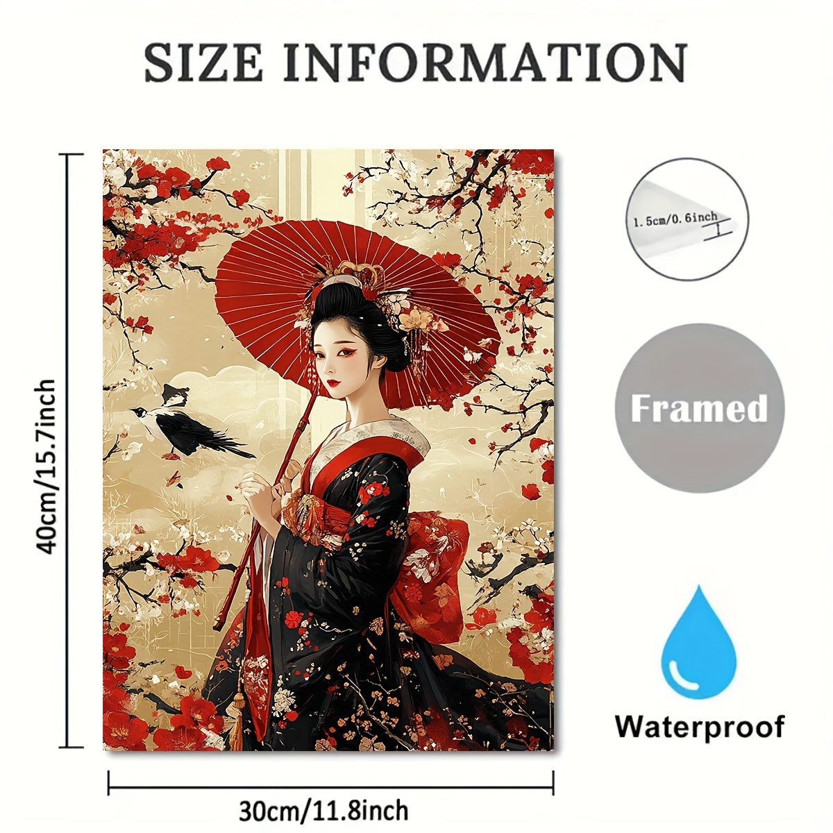 2d 】日本の浮世絵をモチーフにした 桜と傘が描かれた伝統的な芸者