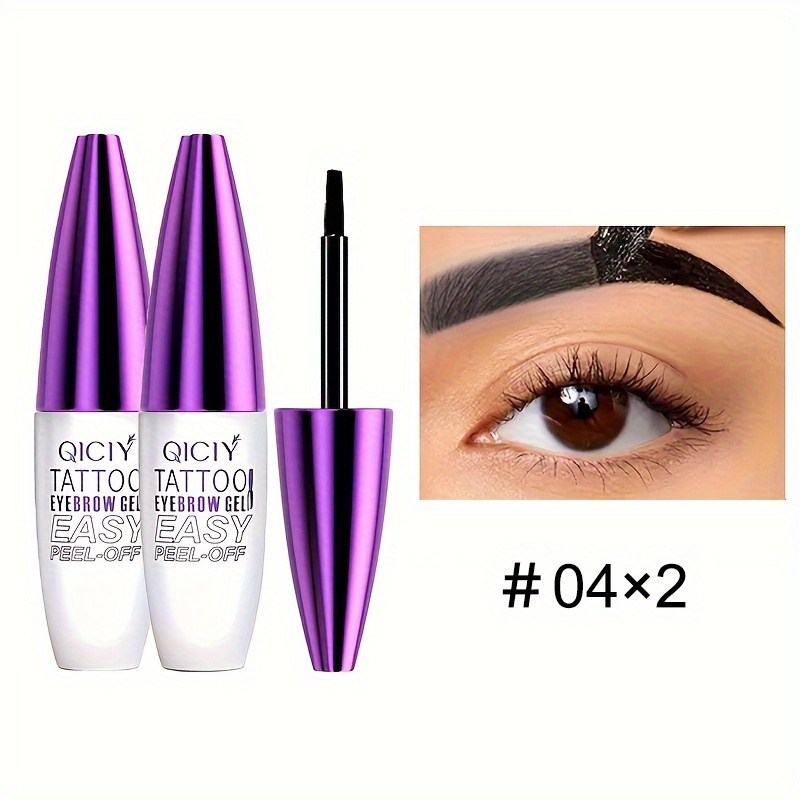 TEMU 2-pack 3-color Eyebrow Gel, Waterproof, Semi Permanent, Durable, Dark Brown, Sweat Resistant, Film , Tear Off, Cream, With Formula