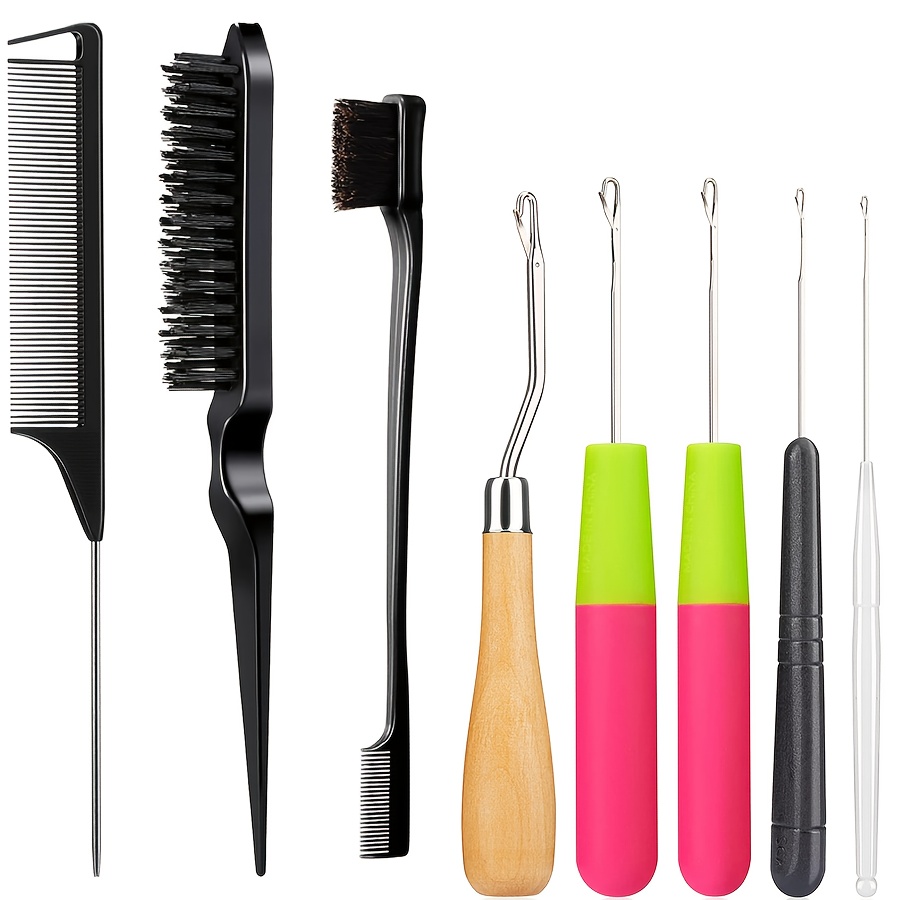 8pcs Crochet Hook Set | Plastic Weaving And Tools For Artistic Hair Crafts And Wig Weaving