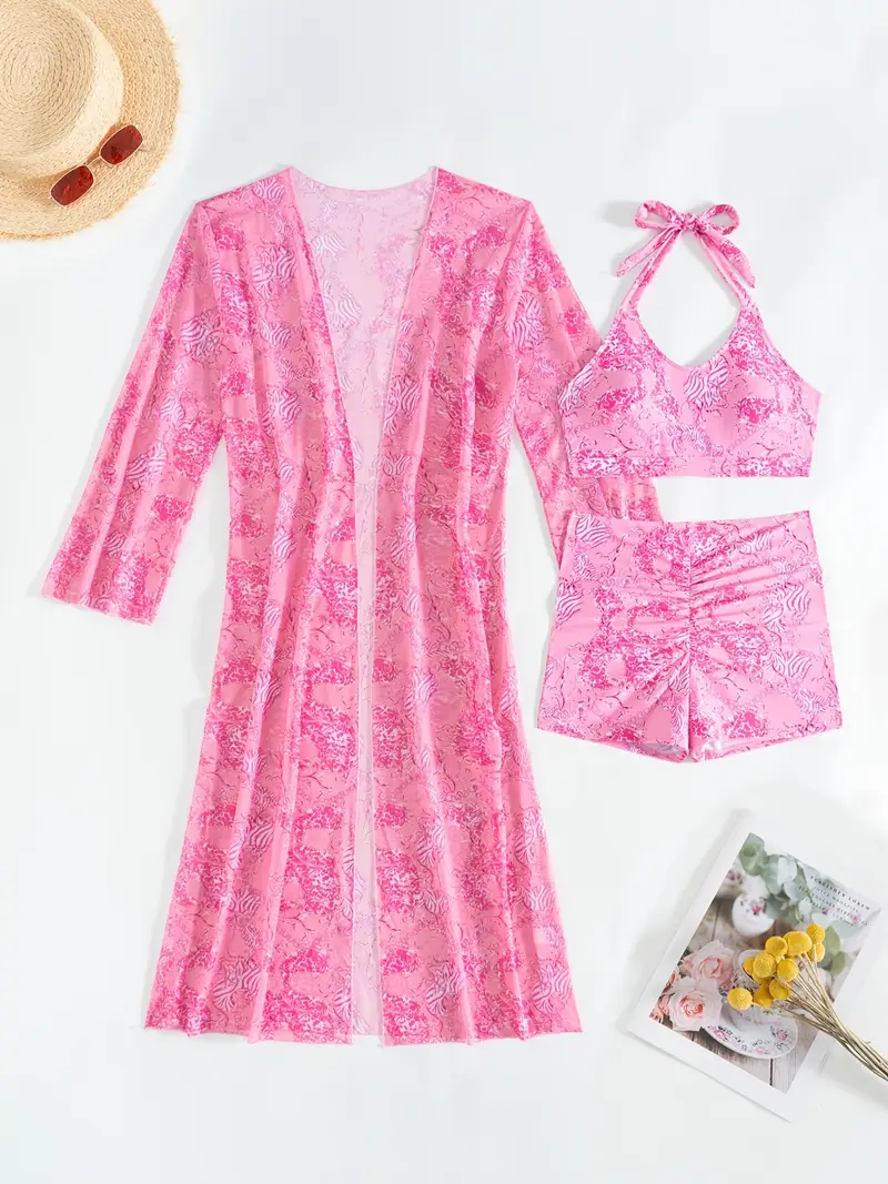 2025 new stylish bikini three piece set with cover up details 12
