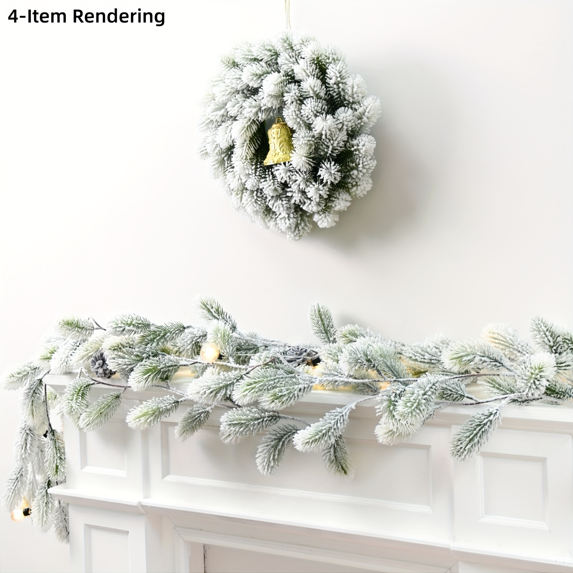 

1pc, Luxurious Snow Flocked White Cedar Garland (68 Inch), Christmas Garlands - Artificial Winter Frosted Decoration For Tree, Stairs, And Fireplace - Easy To Shape And Store