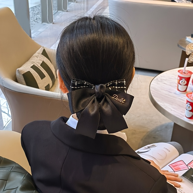 TEMU Pince à Cheveux de Bureau Noir, Pince à Cheveux Nœud Professionnelle et Élégant, Accessoire pour Cheveux Sac à Filet pour Chignon Spécifique