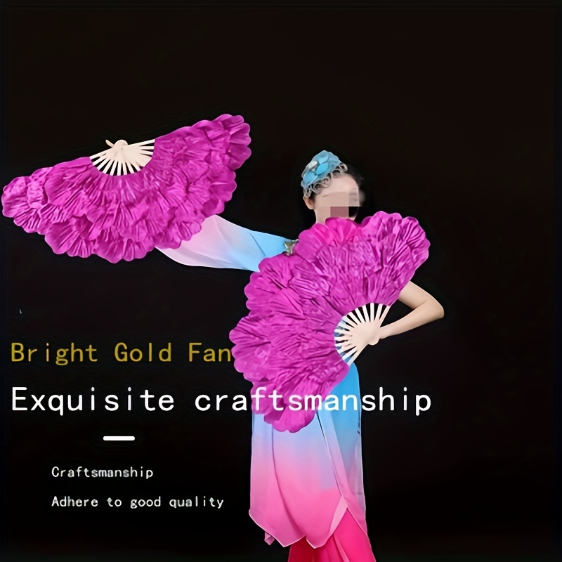 

Bright - Double-sided Bamboo Dance Fan For Performances, Vibrant Pink & , Elegant Floral Patterns, Traditional Chinese Dance