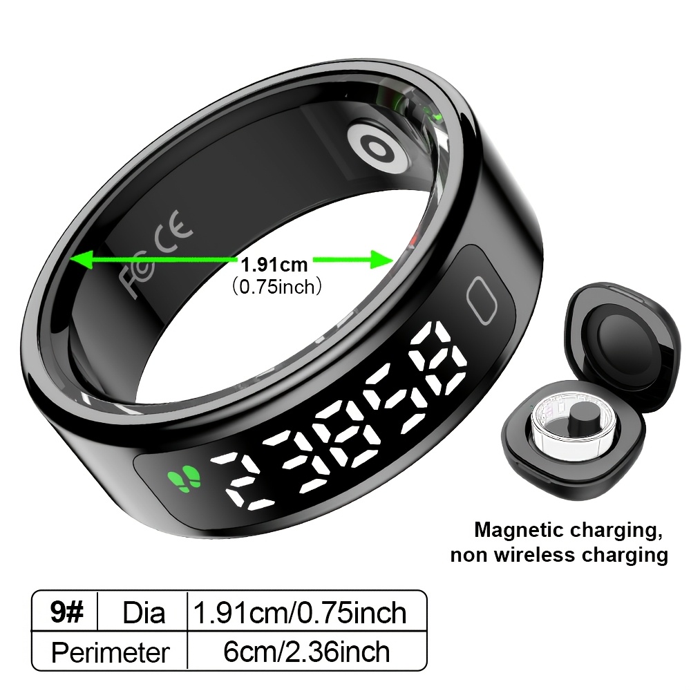 Image of New Smart Ring, With Screen And Multiple Functions, , Sizes 8, 9, 10, 11, 12, 13, Health Management, Sleep Tracking, Remote Control Photography, , Multiple Sports , Outdoor, Fitness, Fashion Matching