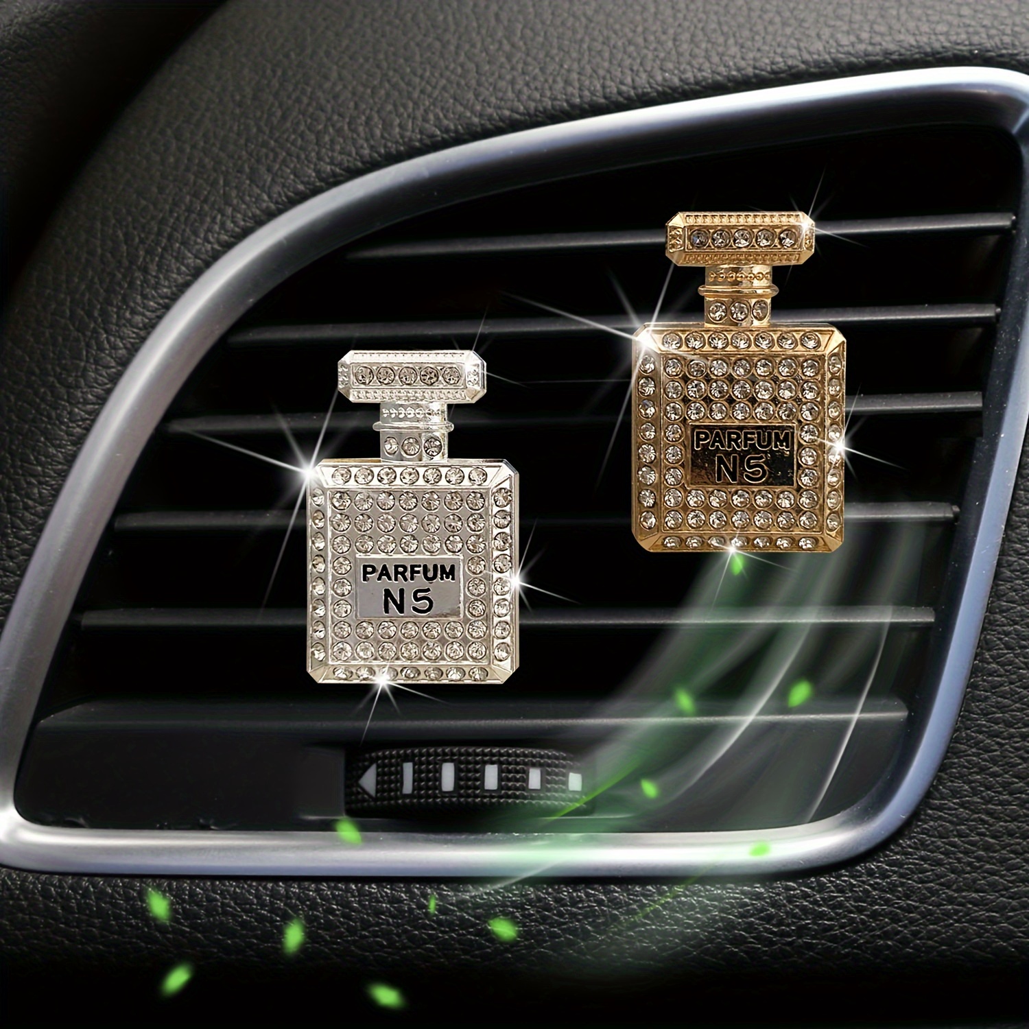 

Luxurious Rhinestone Car Perfume Bottle - Women' Air Freshener - Parfum N5 - 45mm/1.77in X 29mm/1.14in - Includes : Scented Stick