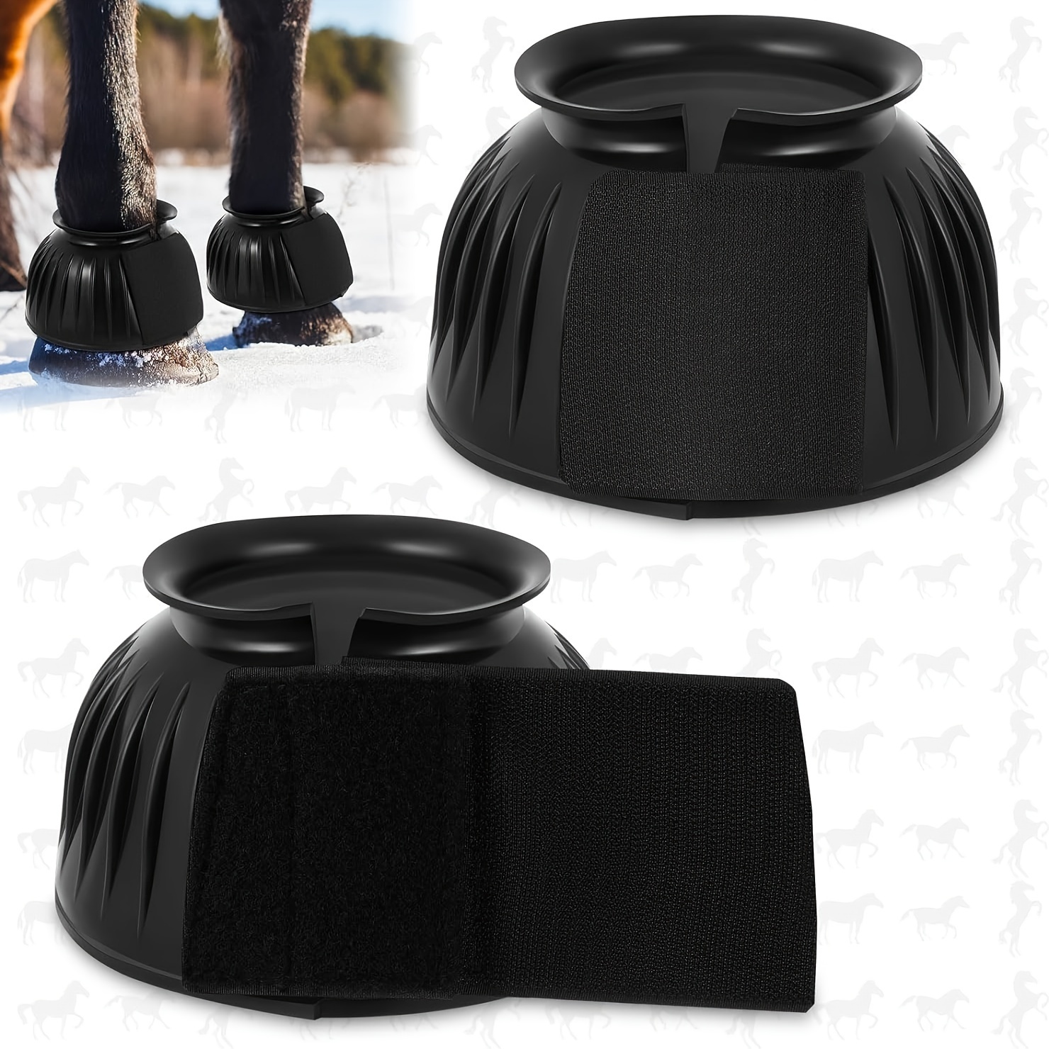 

Rubber Bell Boots For Horses - 1 Pair, Anti-impact & Friction Protection, Design