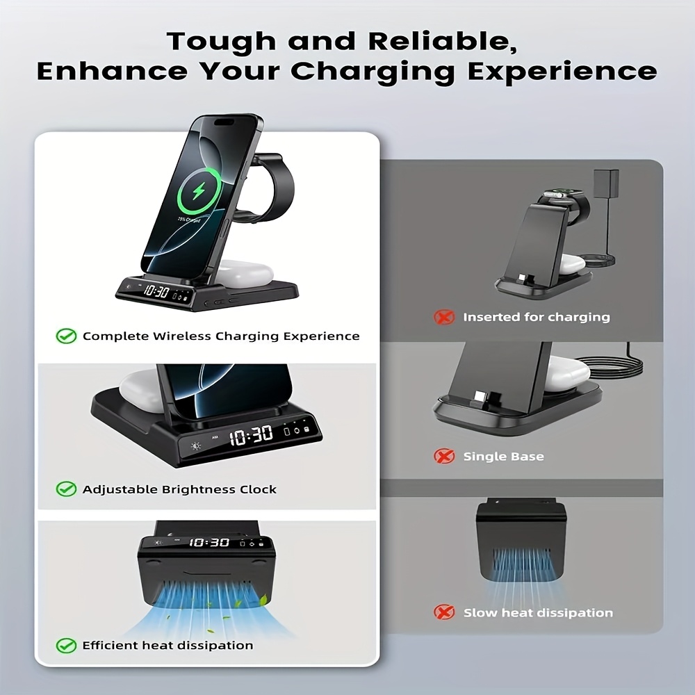 in one charging station with a wake up timer function suitable for charging   devices such as phones watches and earphones details 2