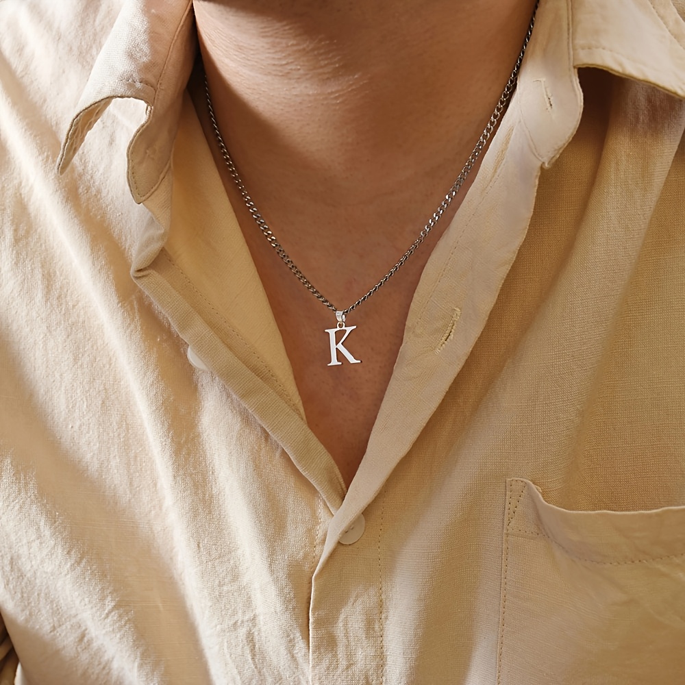 Personalized Men's Minimalist Initial Necklace, 18K Gold Plated