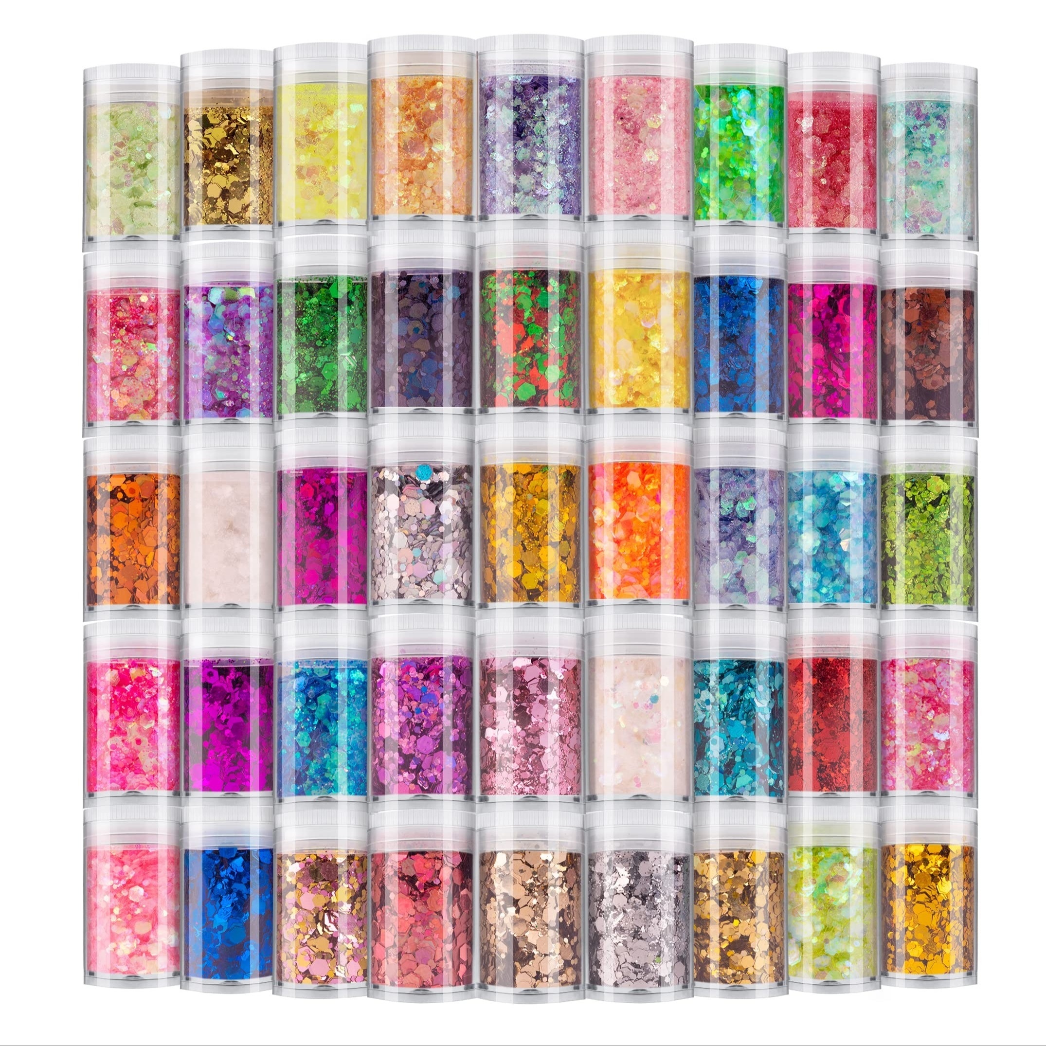 TEMU 45 Couleurs Scintillantes | Système de Couleurs Mélangées Hexagonales Scintillantes Pour Nail Art Par