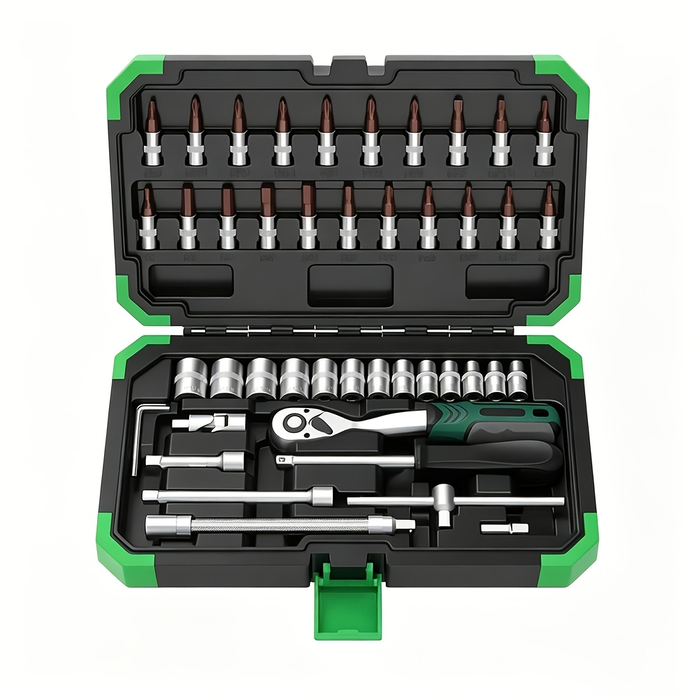 TEMU Pmmj Set - Auto Repair Kit. Durable Storage Box And Sleeve And Wrench Set. Suitable For Enthusiasts And Motorcycle, Road Bicycle, And Car