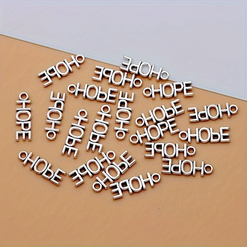 20pcs Earrings, Necklaces Letter Charms Alloy Ancient Silvery Tibetan Silvery Making Bracelet Diy Earrings Necklace Letter Pendant Handmade Fashion Jewelry